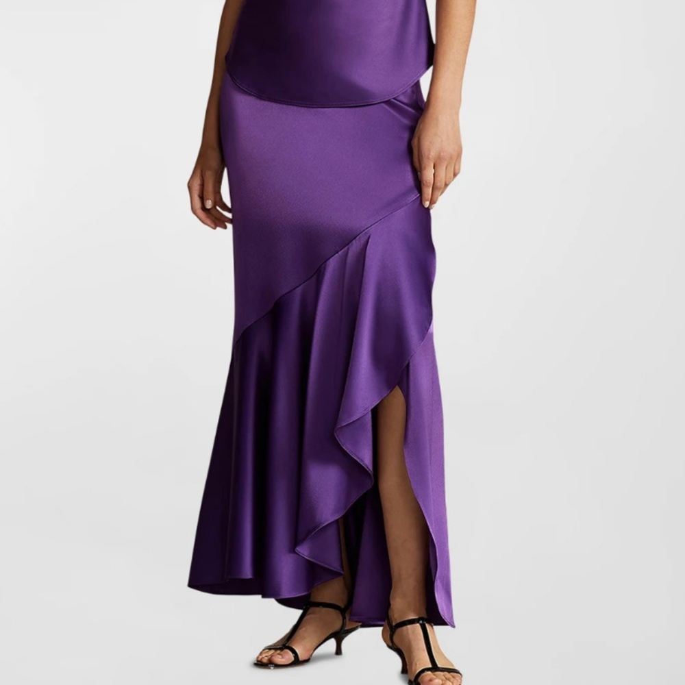 Polo Ralph Lauren Ruffle Satin Maxi Skirt - Picture 3 of 7